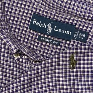 Polo Ralph Lauren Long Sleeve Button Down Oxford Men's 4XB Purple White Plaid